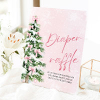 Pink Bow Christmas Tree Baby Shower Diaper Raffle