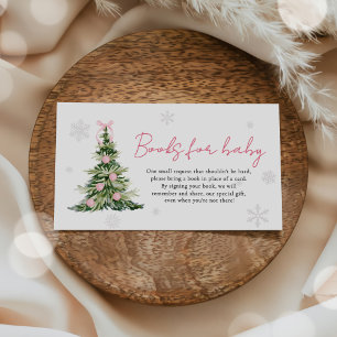 Pink Bow Christmas Tree Books for Baby Baby Shower Enclosure Card