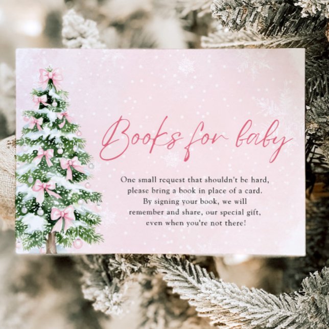 Pink Bow Christmas Tree Books for Baby Baby Shower Invitation (Pink Bow Christmas Tree Books for Baby Baby Shower Game)