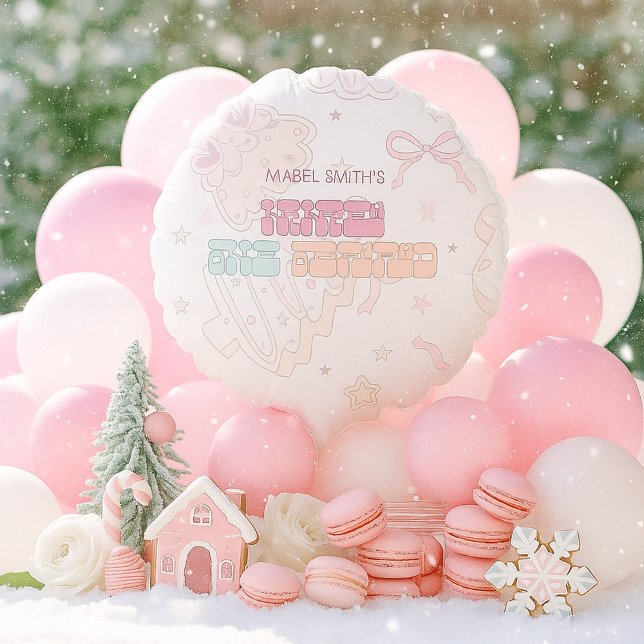Pink Bow Christmas Winter Onederland 1st Birthday Balloon (Creator Uploaded)