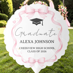 Pink Bow Class Of 2026 Graduation Cap Graduate Balloon