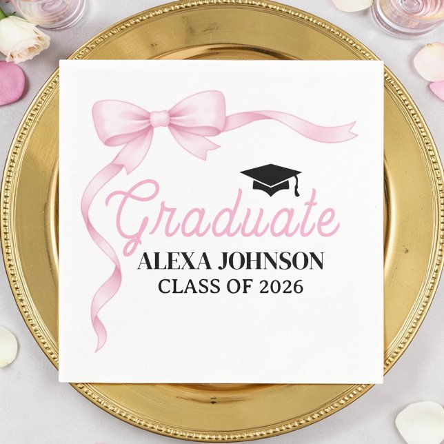 Pink Bow Class Of 2026 Graduation Napkins (Creator Uploaded)