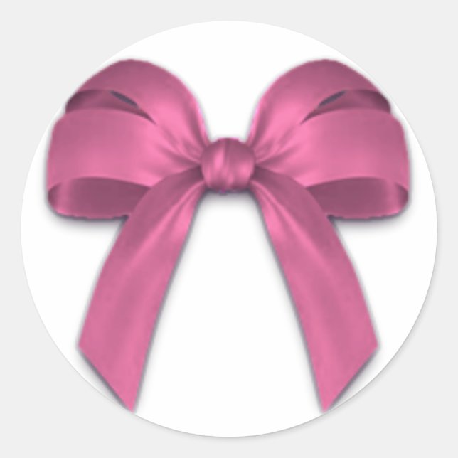 Pink Bow Classic Round Sticker (Front)