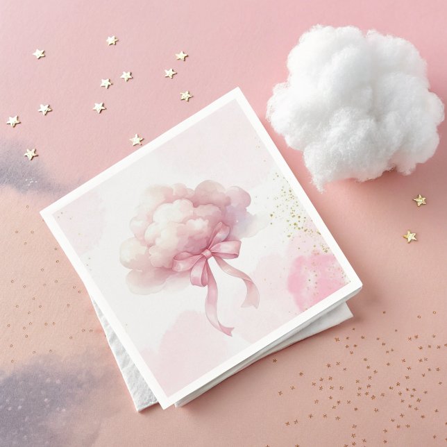 Pink Bow cloud for Baby Girl Shower  Napkins (Creator Uploaded)