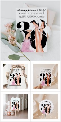 Pink Bow & Cocktails Coquette Modern 30th Birthday