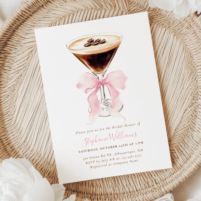 Pink Bow Coffee Bridal Shower Invitation (Creator Uploaded)
