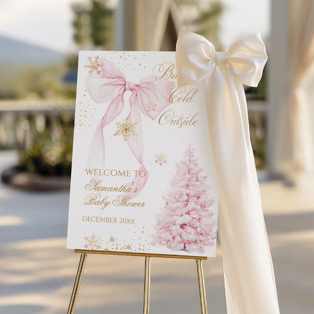 Pink Bow Cold Outside Baby Girl Shower Foam Board (Creator Uploaded)