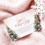 Pink Bow Cold Outside Baby Shower Books for Baby Enclosure Card<br><div class="desc">Baby shower books for baby enclosure card that features a pink bow with snowflakes,  snowy pine trees,  perfect for a winter themed baby shower.</div>