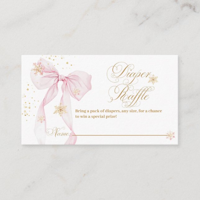 Pink Bow Cold Outside Baby Shower Diaper Enclosure Card (Front)
