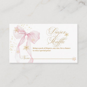Pink Bow Cold Outside Baby Shower Diaper Enclosure Card