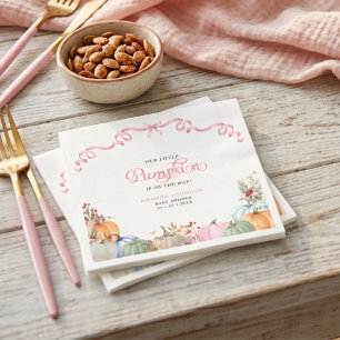 Pink Bow Coquette A Little Pumpkin Baby Shower Napkins