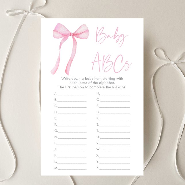 Pink Bow Coquette ABCs Baby Shower Game (Creator Uploaded)