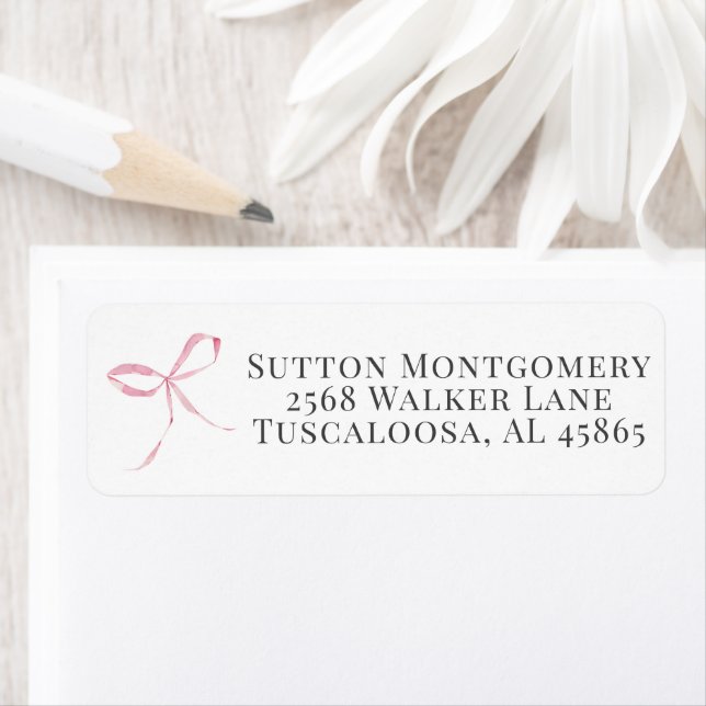 Pink Bow Coquette Address Label (Insitu)