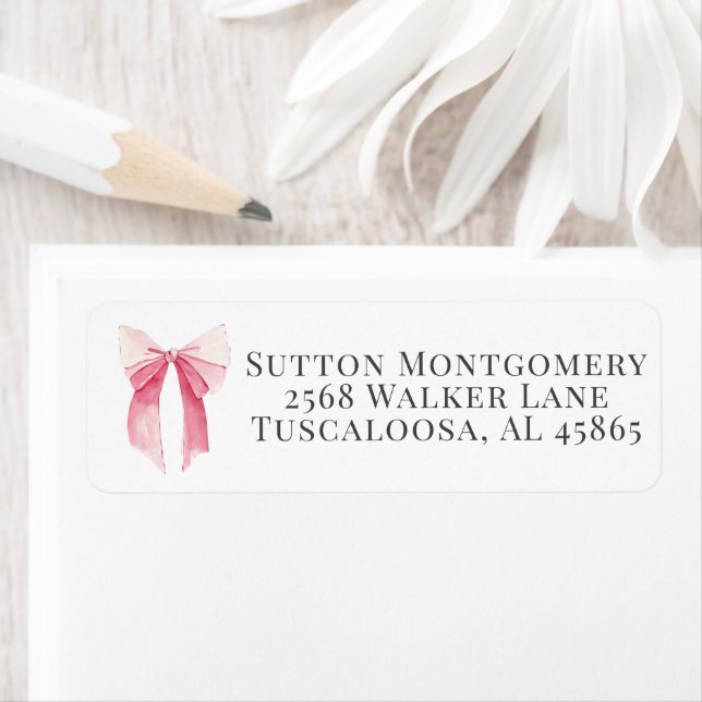 Pink Bow Coquette Address Label (Insitu)