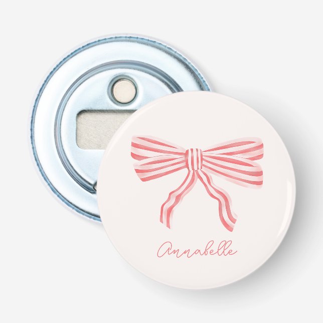 Pink bow coquette aesthetic bottle opener (Front)