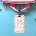 Pink Bow Coquette Aesthetic Kids School Bag Tag<br><div class="desc">This Pink Bow Coquette Aesthetic Kids School Bag Tag is perfect for helping kids find school bags. This personalized ID tag can be used for kid's backpacks, athletic bags, lunch boxes or music bags. The front of the tag can be personalized with a name and initial. The back of the...</div>