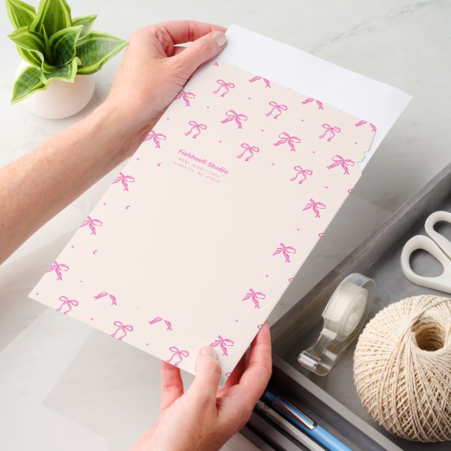 Pink Bow Coquette Aesthetic Small Business Envelope Mailers (Desk)