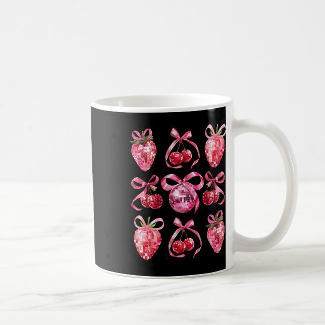 Pink Bow Coquette Aesthetics Y2k Cherry Strawberry Coffee Mug (Right)