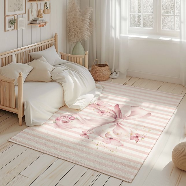 Pink Bow Coquette and Butterflies Rug (Creator Uploaded)