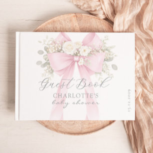 Pink Bow Coquette Baby Girl Shower Guest Book