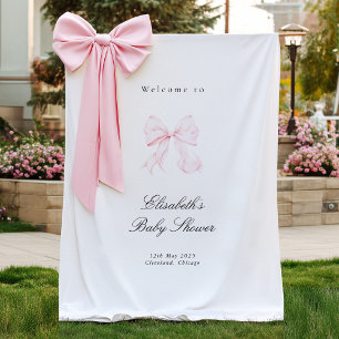 Pink Bow Coquette Baby Shower Backdrop