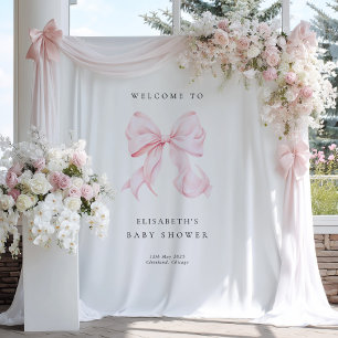 Pink Bow Coquette Baby Shower Backdrop