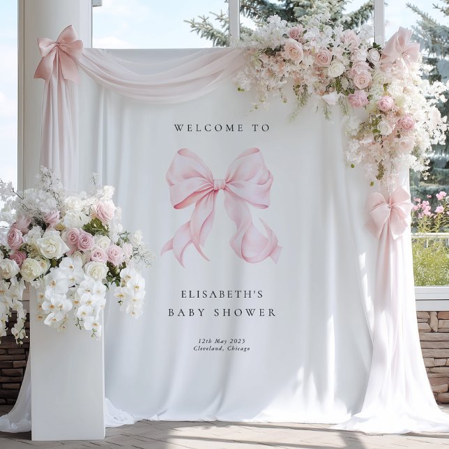 Pink Bow Coquette Baby Shower Backdrop (Creator Uploaded)