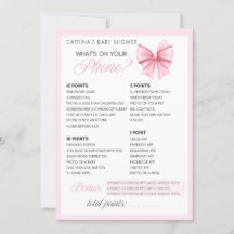 Pink Bow Coquette Baby Shower - Editable Name, 5x7