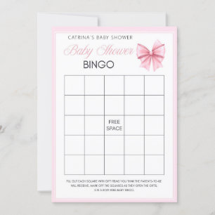 Pink Bow Coquette Baby Shower - Editable Name, 5x7 Invitation