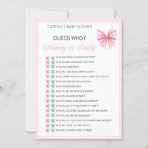 Pink Bow Coquette Baby Shower - Editable Name, 5x7