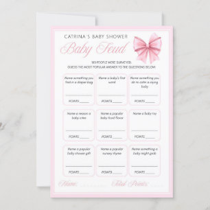 Pink Bow Coquette Baby Shower - Editable Name, 5x7 Invitation