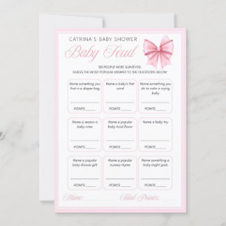 Pink Bow Coquette Baby Shower - Editable Name, 5x7 Invitation