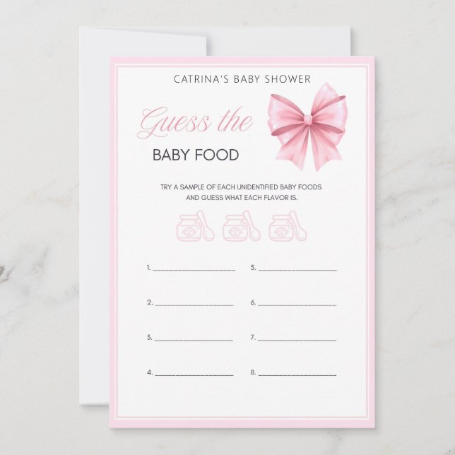Pink Bow Coquette Baby Shower - Editable Name, 5x7 Invitation (Front)