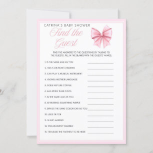 Pink Bow Coquette Baby Shower - Editable Name, 5x7 Invitation