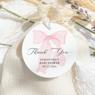Pink Bow Coquette Baby Shower Favor Tags