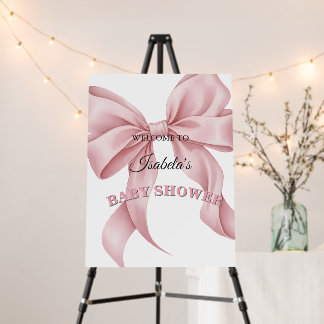 Pink Bow Coquette Baby Shower Girl Welcome Foam Board