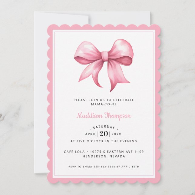 Pink Bow Coquette Baby Shower Invitation (Front)