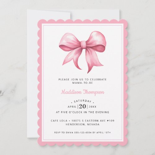 Pink Bow Coquette Baby Shower Invitation