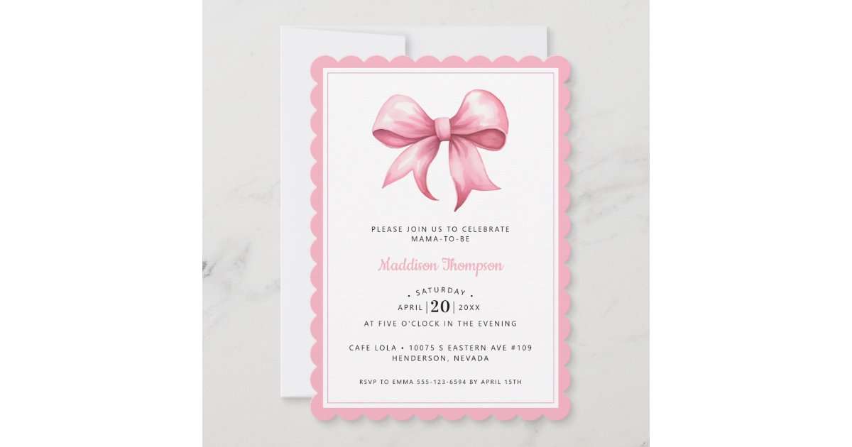 Pink Bow Coquette Baby Shower Invitation | Zazzle