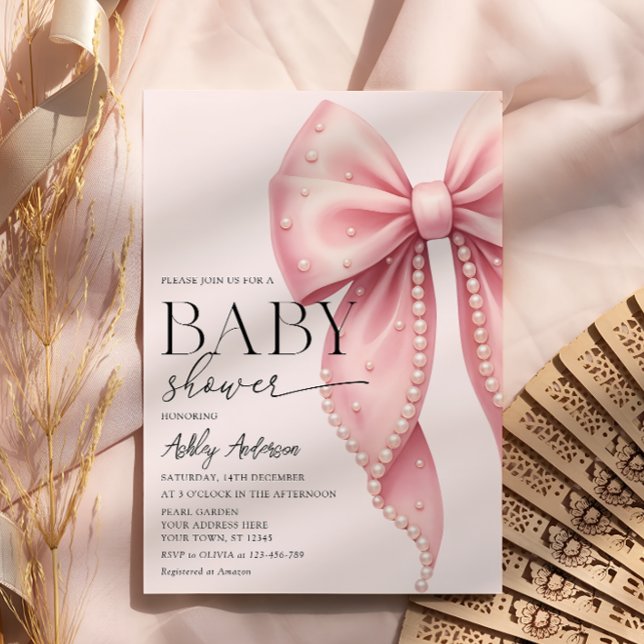 Pink Bow Coquette Baby Shower Invitation (Creator Uploaded)