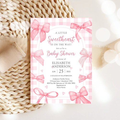 Pink Bow Coquette Baby Shower Invitation