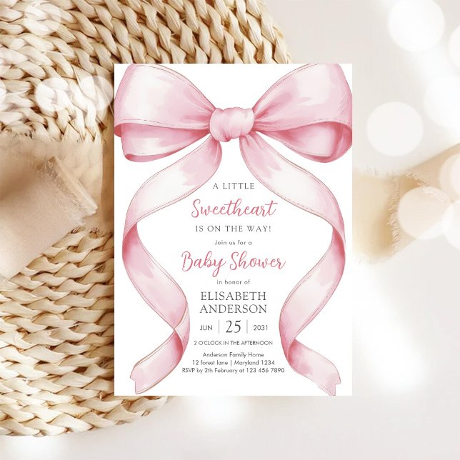 Pink Bow Coquette Baby Shower Invitation (Creator Uploaded)