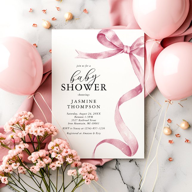 Pink Bow Coquette Baby Shower Invitation (Creator Uploaded)