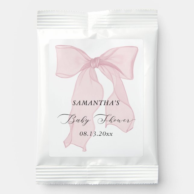 Pink Bow Coquette Baby Shower Lemonade Drink Mix (Front)