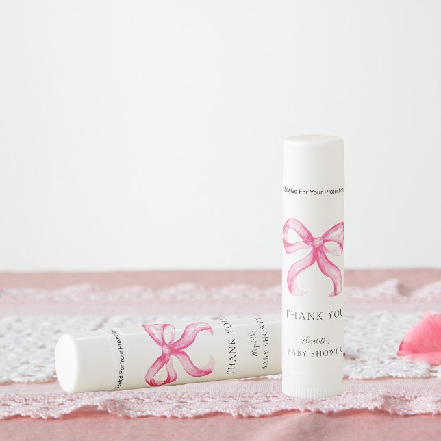 Pink Bow Coquette Baby Shower Minimal Elegant Lip Balm (Creator Uploaded)