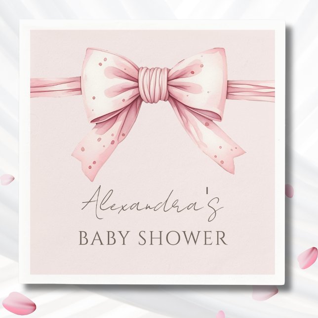 Pink Bow Coquette Baby Shower Napkins (Creator Uploaded)