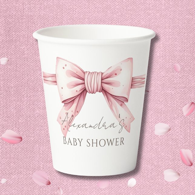 Pink Bow Coquette Baby Shower Paper Cups (Creator Uploaded)