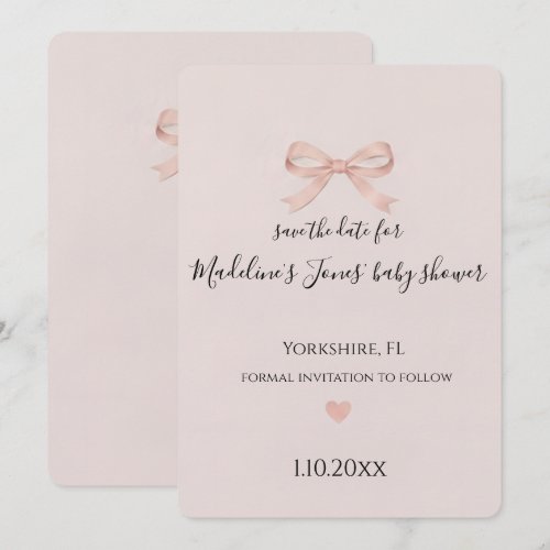 Pink Bow Coquette Baby Shower Save the Date
