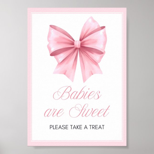 Pink Bow Coquette Baby Shower Sign (Front)