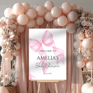 Pink Bow Coquette Baby Shower Welcome Foam Board